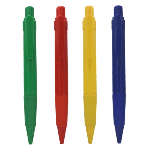 Lapicero plástico retráctil de color entero con goma antideslizante