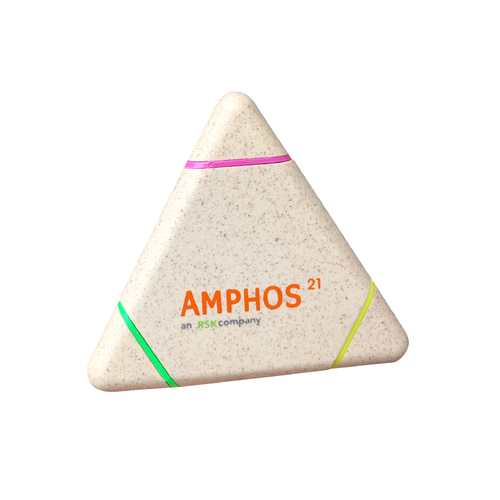 Resaltador triangulo de 3 colores con material a base de fibra de trigo