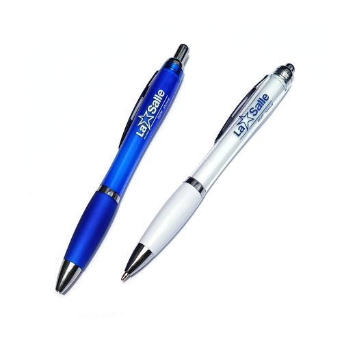 Lapicero plástico retráctil, con goma antideslizante del mismo color