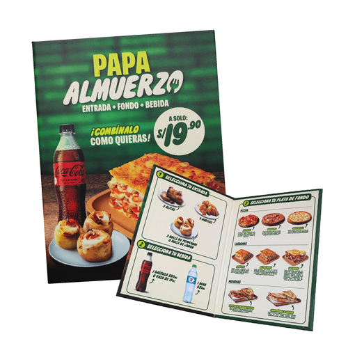 Cartas Menú Díptico Tapa Dura Personalizadas